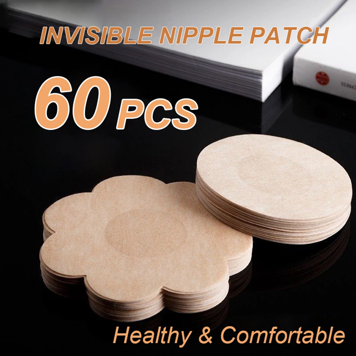 60 قطعة غطاء الحلمة غير المنسوجة سلس لا أثر منع النتوءات لزجة غير مرئية الثدي الرياضة تنفس مقاوم للماء #1