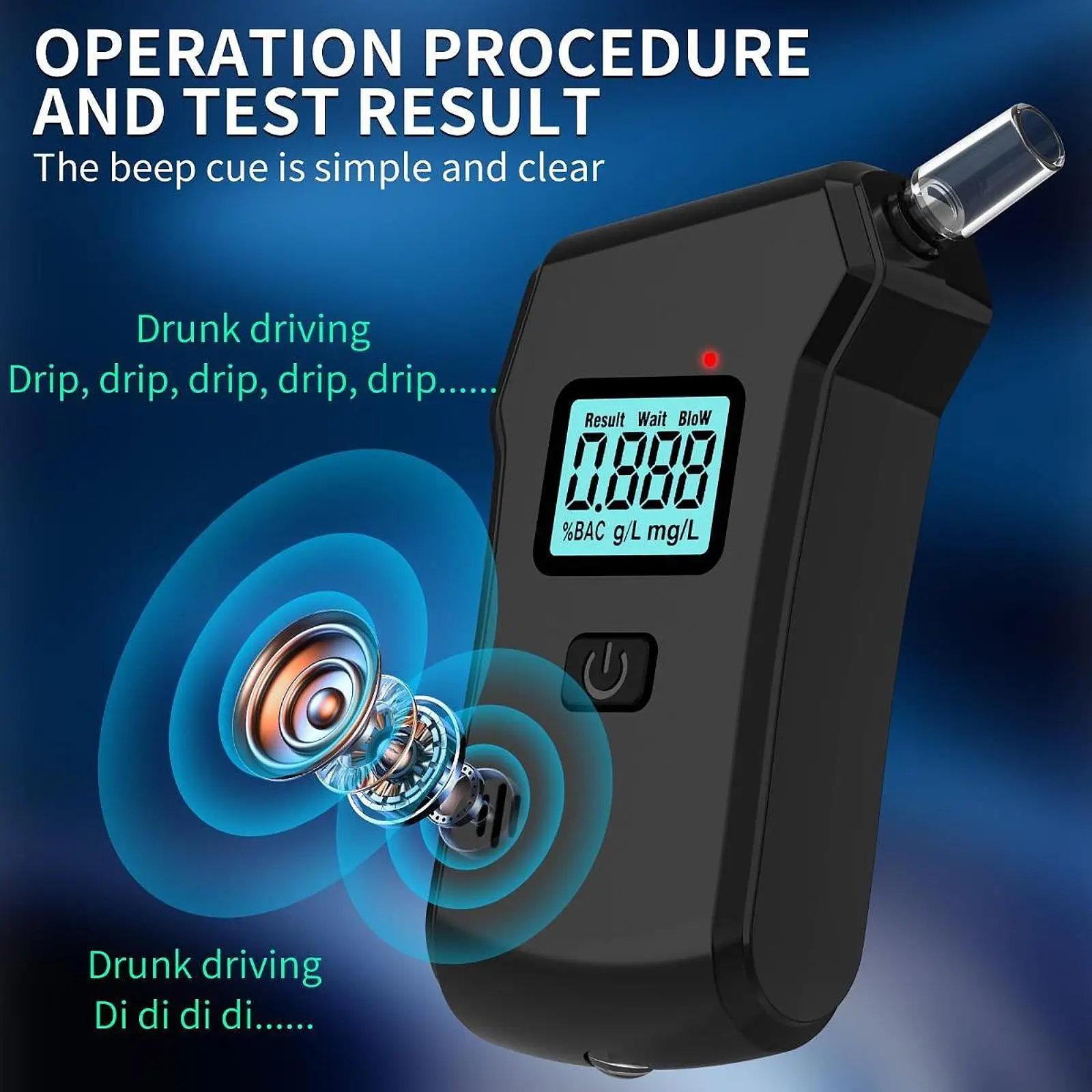 Professional Breathalyzer with LCD Display Accurate Alcohol Detector Portable Breathalyzer Test for Drivers
