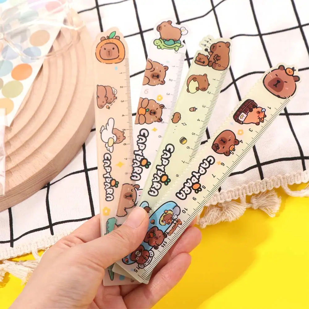 Metric Ruler Capybara Ruler Set Multifunctional Straightedge Ruler Four-piece Set Plastic Stationery Kawaii Drawing Ruler Set
