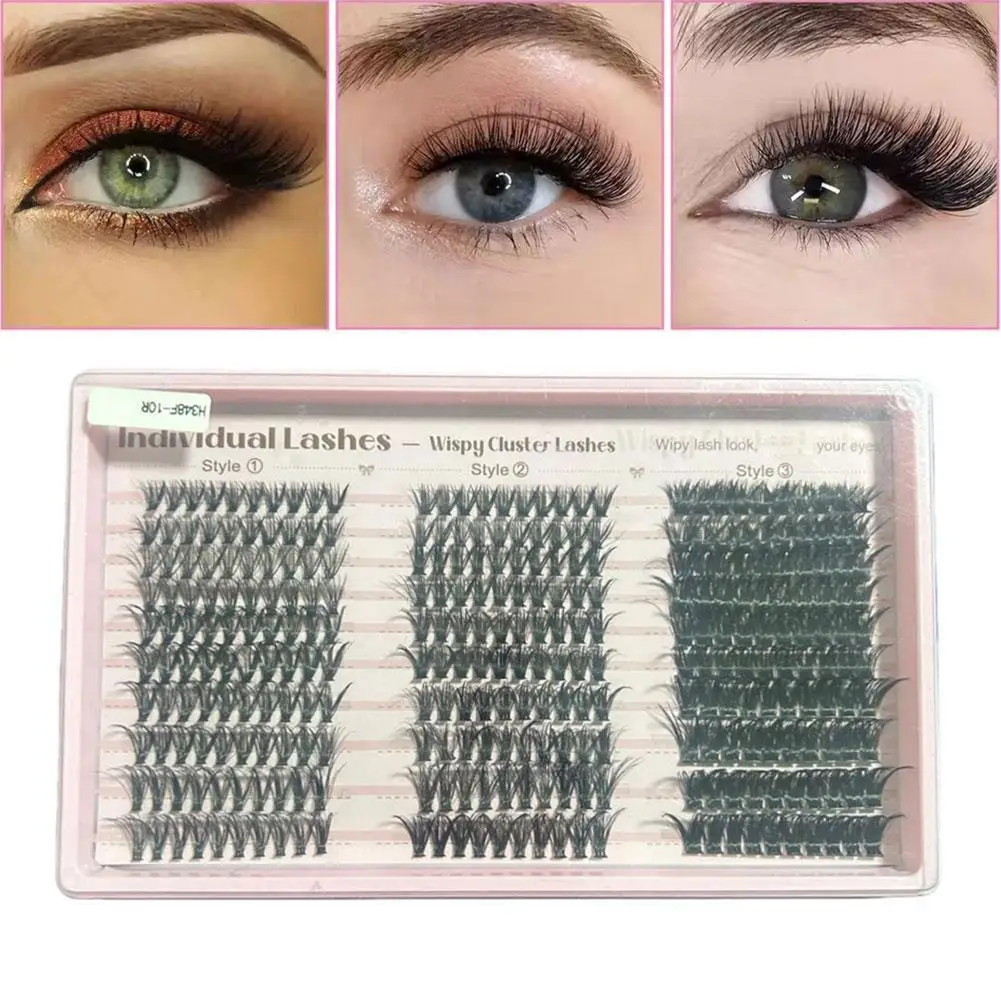 Large Capacity European Style Cluster Eyelashes, D Curl Fluffy Spiky Individual Lashes Soft DIY Segmented Lash Extensions