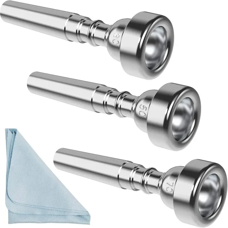 

Мундштук для трубы A06F-Silver 7C 5C 3C, набор мундштуков для трубы с чистящей салфеткой, совместим с трубами Bach, Conn, King