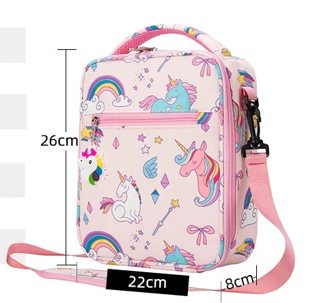 Unicorn Lunch Bag Animals Cute Cartoon Thermal Insulation Bag Adjustable Shoulder Strap Children's School Student Travel