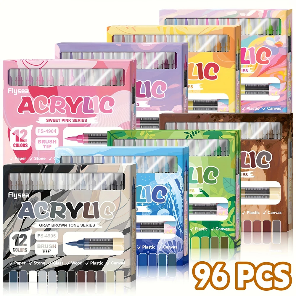 

Acrylic Paint Marker Set Macarons Tones Water-Based Automatic Ink Control System Art Markers Pen for Adult Kids Christmas Gift