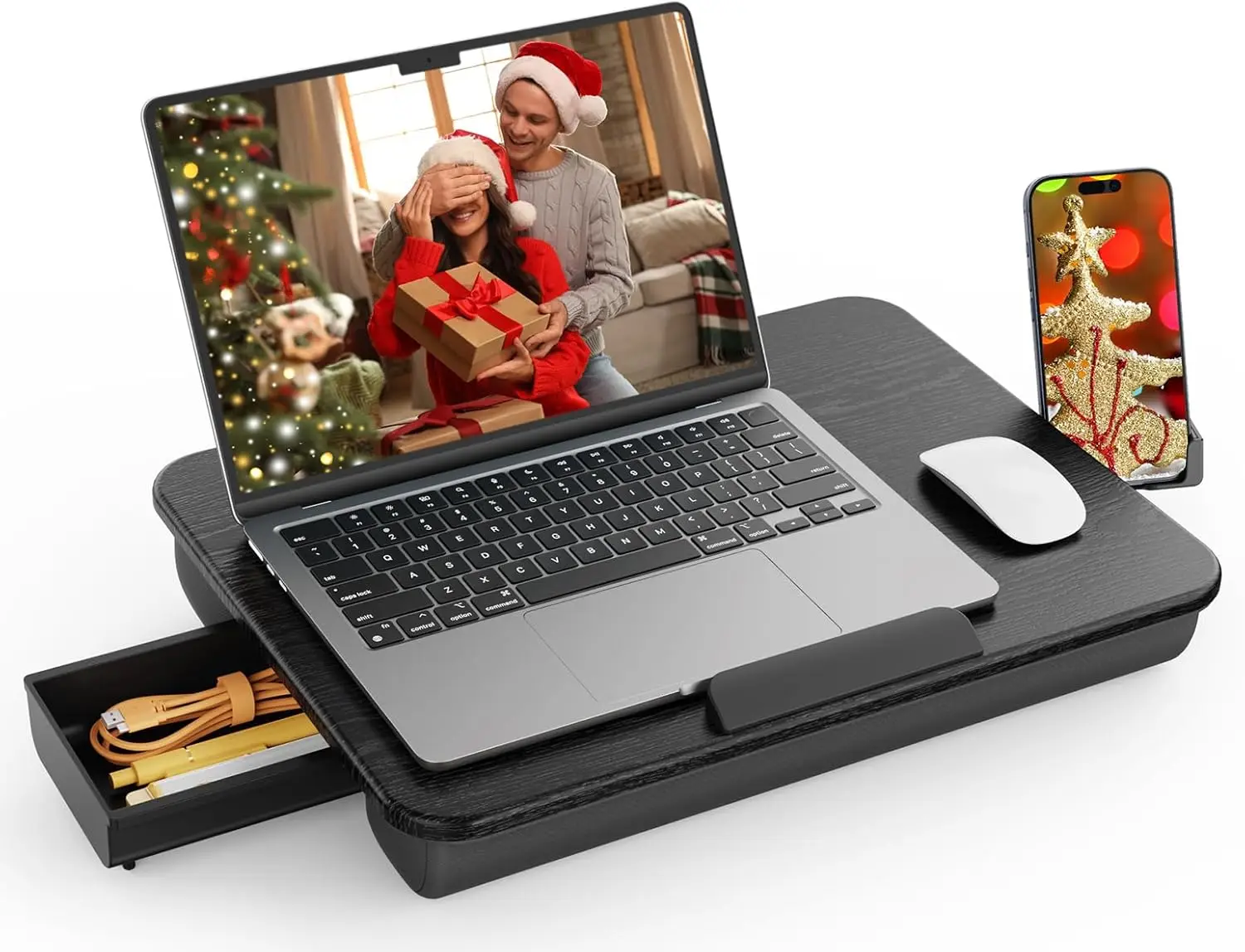 

Portable Laptop Lap Desk with Cushion, Drawer, Phone Holder for Beds and Sofas Up to 15.6 Inch