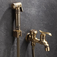Tuqiu Hand Held Bidet Sprayer Douche Toilet Kit Antique Bronze Brass Shattaf Shower Head Copper Valve Set Jet Bidet Faucet Set