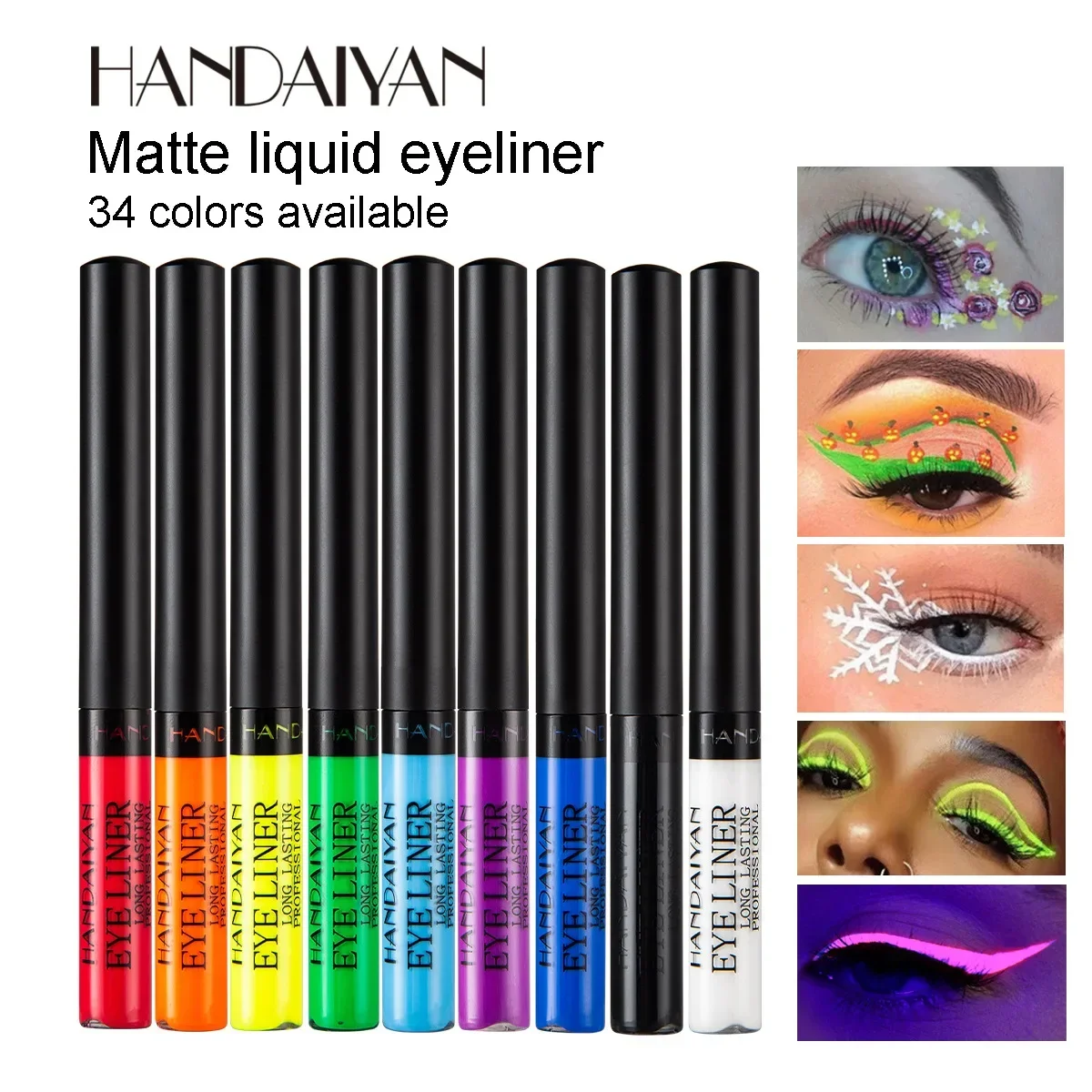 32 Colors Neon Eyeliner Pen Kit UV Light Pastels Pastel-Black Light Eye Makeup Waterproof Liquid Eyeliner Pencil Set Cosmetics