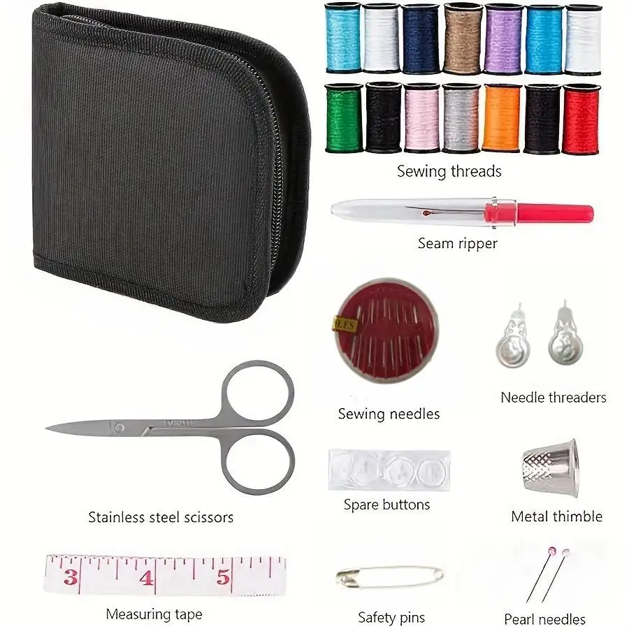 25-teiliges tragbares multifunktionales Nähset, komplettes Näh- und Reparaturset, Faden, Nadeln, Schere, Nähbox für Zuhause und auf Reisen – Detail 3