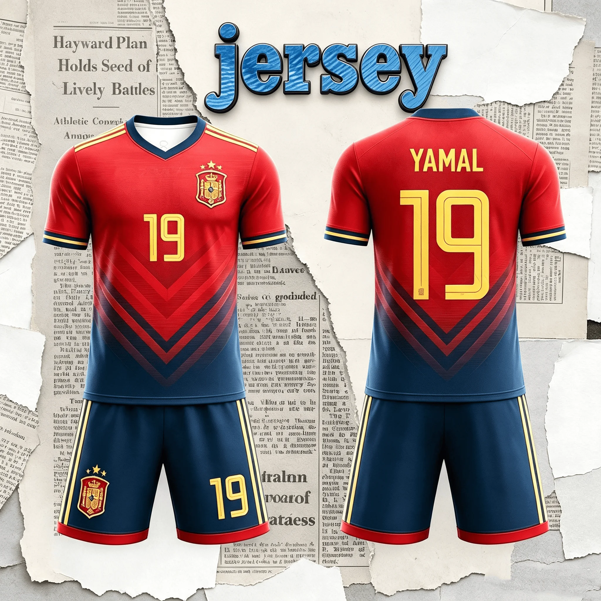 Yamal Children's Quick Drying Sports Kit Spain Team Jersey Number 19 Boys' Sports Kit New Product for 2026 Men and Women's Sets