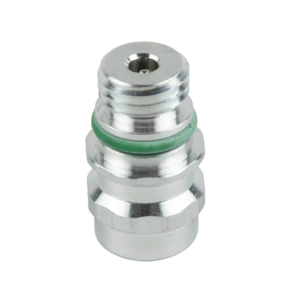 A/C Service Valve High Pressure Side R-134A Port Adapter OE Type Fitting X 1.5 Thread With Replaceable Valve Cores