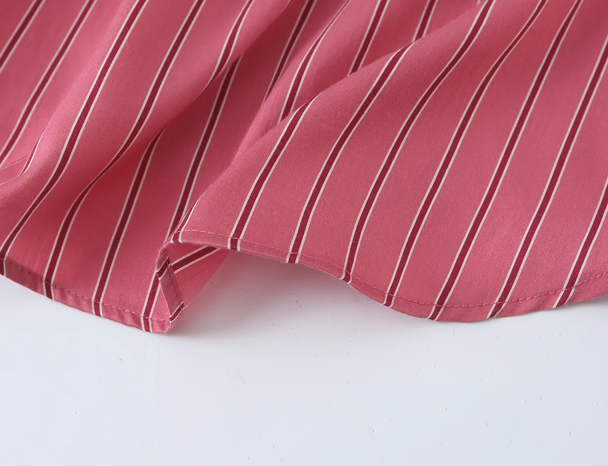BSAY 2026 Damenbluse im französischen Stil, gestreift, eleganter Schal zum Binden am Hals, lange Laternenärmel, Knopfleiste vorne, lockeres Büro-Arbeitsshirt, Oberteil – Detail 10