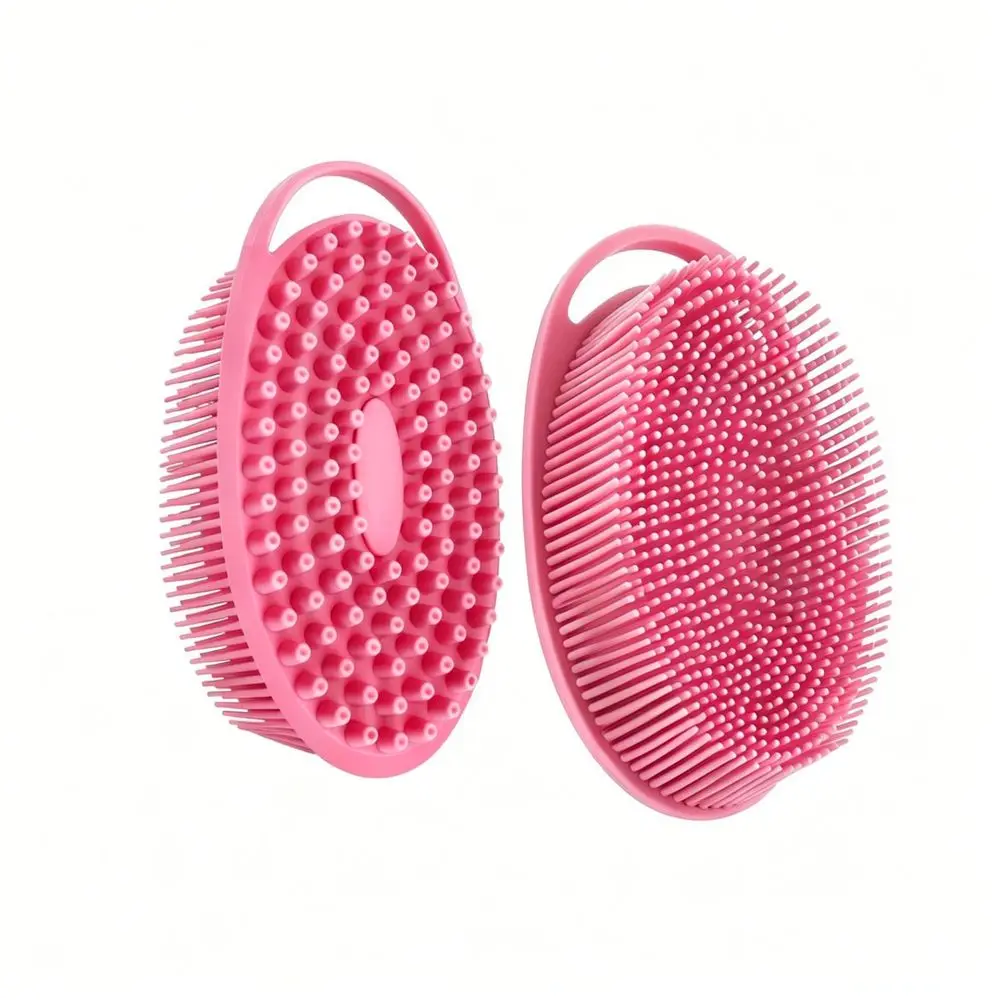Body Exfoliating Brush Silicone Scalp Massager Soft Bristle Scrubber Tool Comfortable Non Slip Grip Hair Cleaner