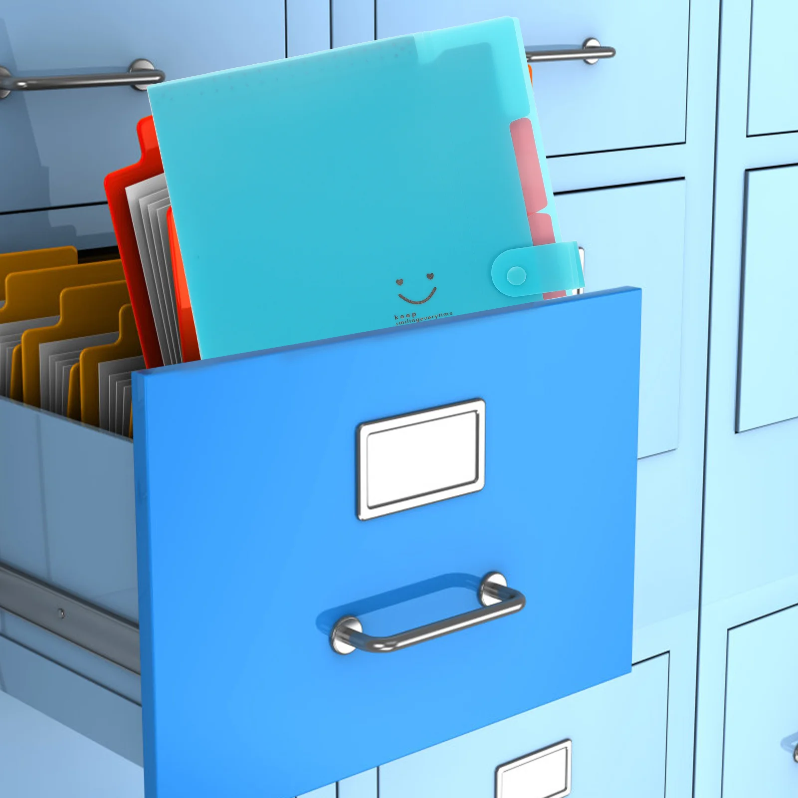 

File Folder Document Holder Blue Portable Storage Organizer Expanding Accordion Folder For Office School Travel Paperwork