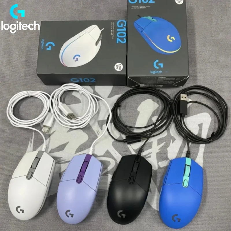 Logitech G102 LIGHTSYNC RGB Gaming Mouse 8000 DPI Delta Zero Sensor 1ms 85g Ringan 6 Tombol FPS/MOBA PC Mac