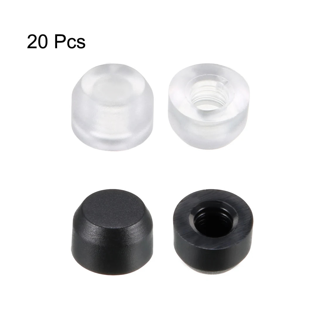 20pcs 6*4mm Transparent/Black Round Button Cap 3mm Hole Dia Silica-gel Pushbutton Tactile Switch Cap for 6*6mm Tactile Switches