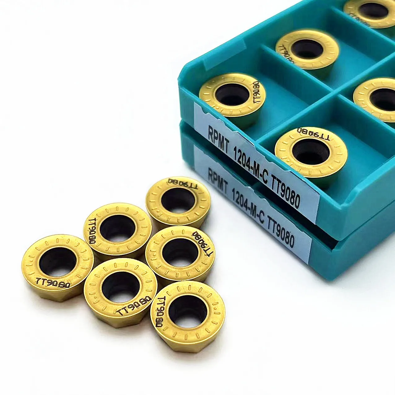 Herramienta de torneado de inserción de carburo Indexable, herramientas de torno de alta calidad, RPMT1204 M C TT9080