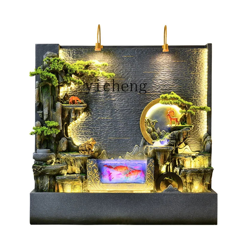 

BJ water curtain wall flowing water ornament circulating water courtyard waterfall landscape outdoor rockery fish pond