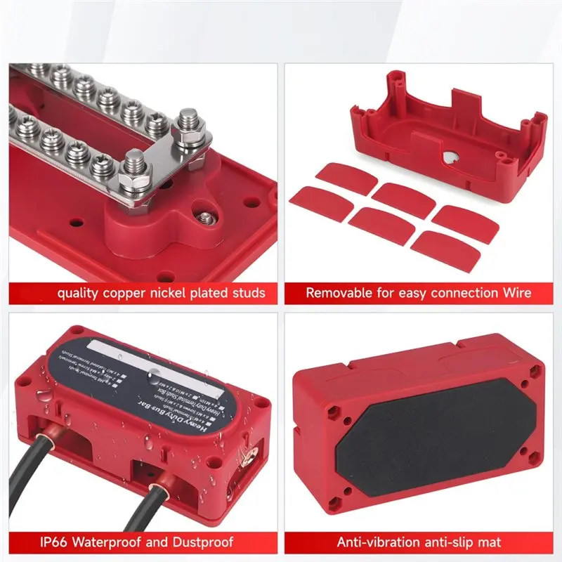 A60E-M6 Terminal Studs 48V Heavy Duty Busbar Power Distribution Terminal Block Electric Bus Bar For Car Boat