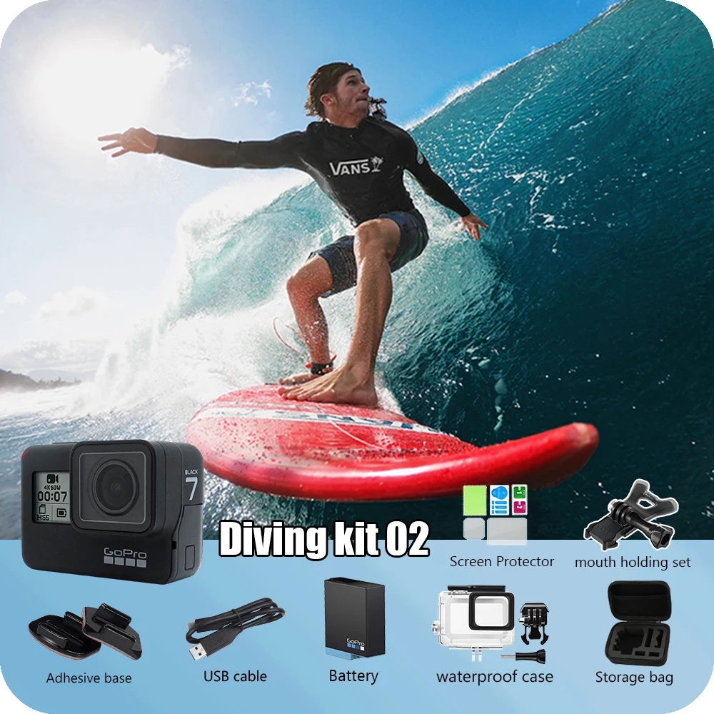 

Оригинальная экшн-камера GoPro Hero 7 Black Special Bundle, Go Pro Hero7 Sport Cam, 4K 60fps, 1080P 240fps, 12MP фото, прямая трансляция