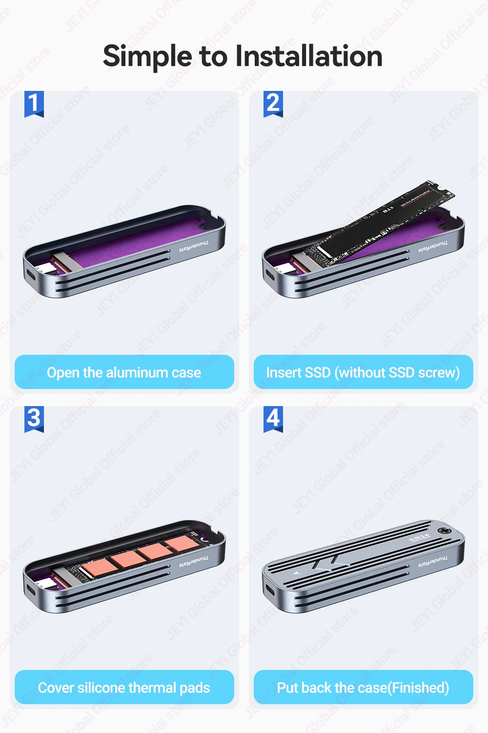 JEYI M.2 NVMe/SATA SSD Smart Display Gehäuse USB 3.2 10Gbps Tragbares Externes M2 Adaptergehäuse Unterstützt M-Key B+M Key UASP Trim – Detail 14