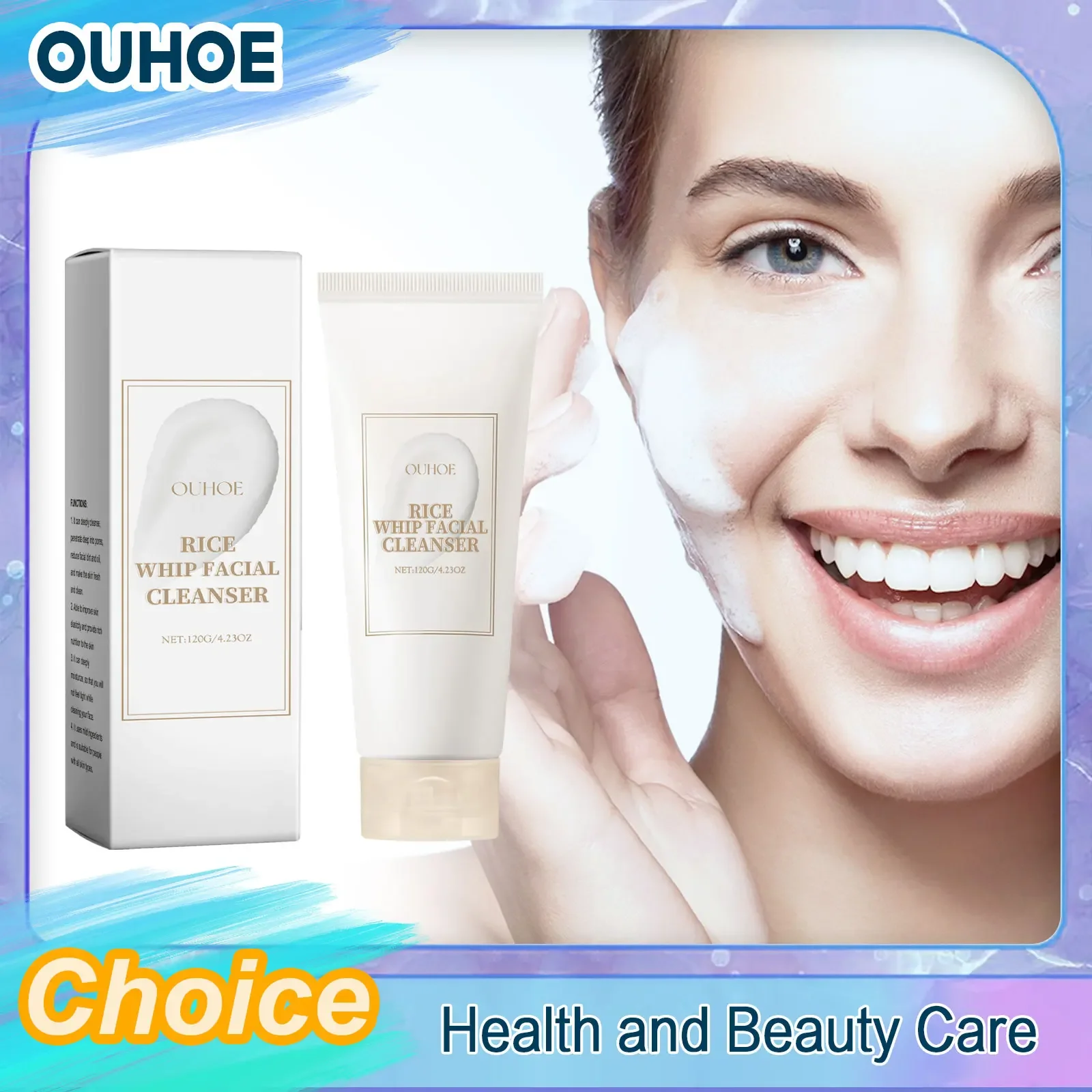 

Rice Face Wash Cleanser Oil Control Purifying Cleansing Pores Moisturizing Brightening Soothing Rejuvenation Foam Glow Skin Care