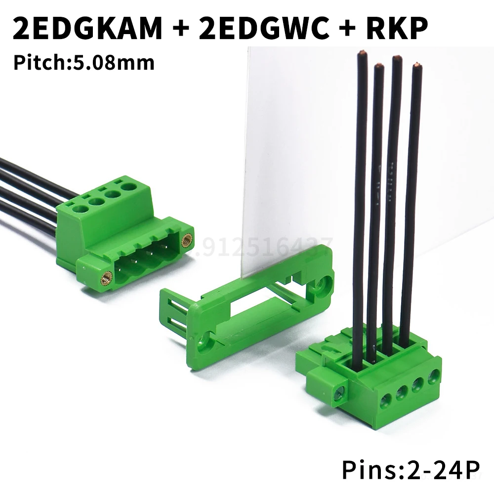 (5 Set) KF 2EDGWC 5.08mm Through Wall Solderless 2EDGKPM Plug-In Terminal Block with Flange Frame Butt 2EDGKAM Plug 15EDGWC 5.08