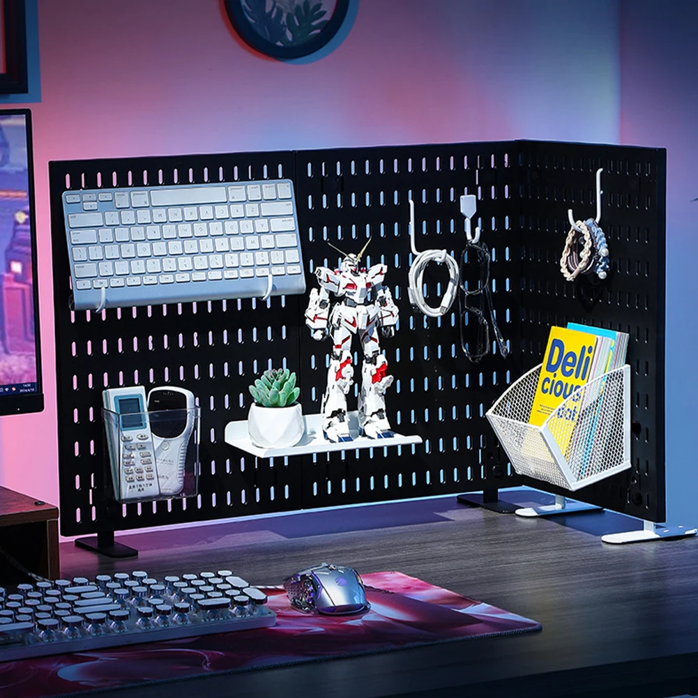 Pegboard Wall Panel Wall-Mounted Peg Board Hole Board for Study Room Living Room Gaming Room