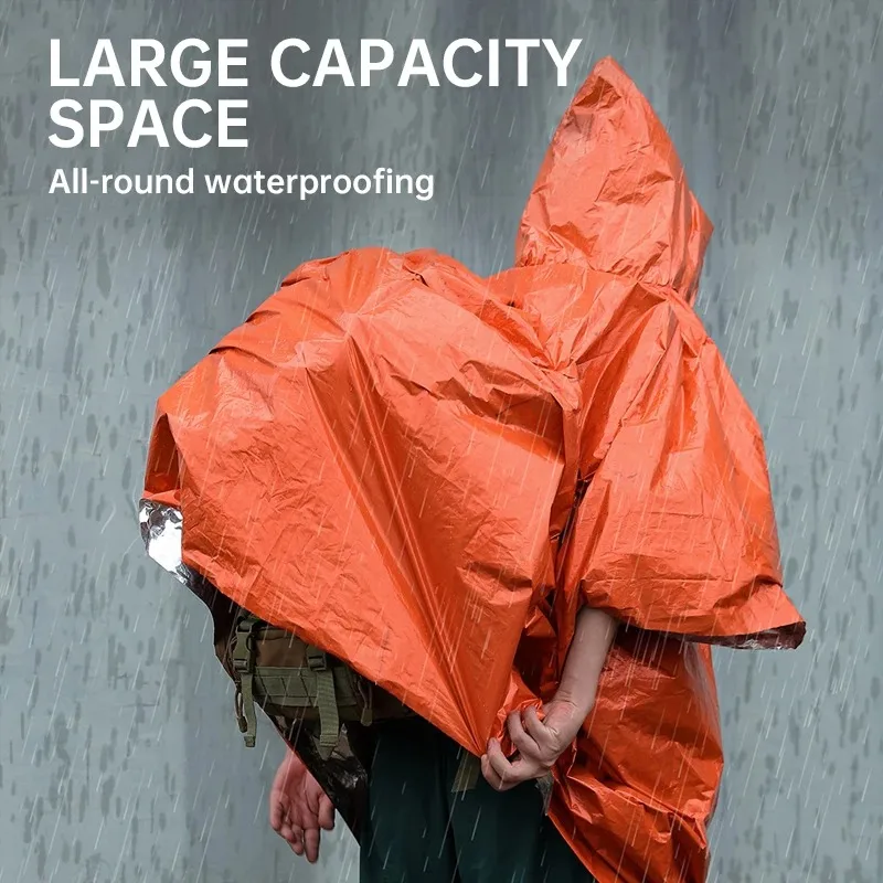Outdoor Men's Classic Raincoat Waterproof High Visibility Reflective Windproof Emergency Hiking Multi-functional Raincoat