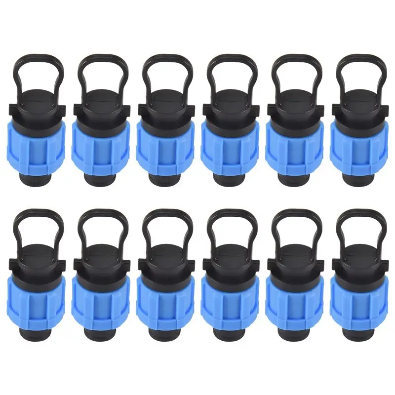 AC88-12 Pcs Drip Irrigation Tubing End Cap Plug 1/2 Inch Universal End Cap Fitting, Compatible With 16-17Mm Drip Tape Tubing
