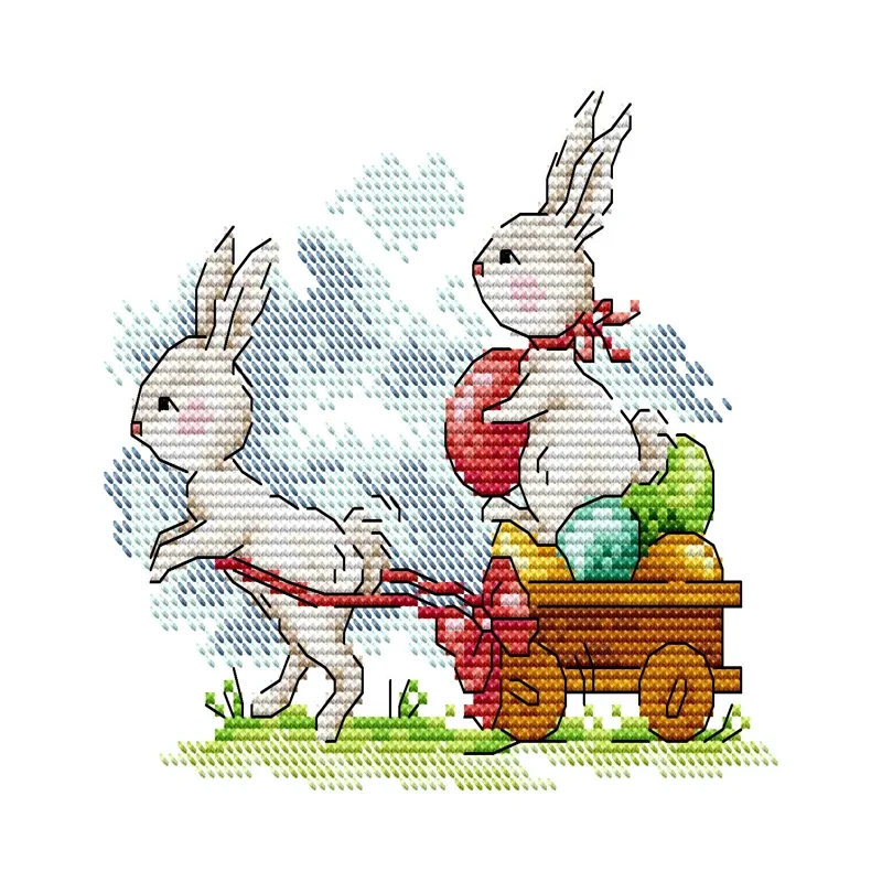 Joy Sunday Cross Stitch Kit Bunny's Easter 11CT  14CT Printed Cross Stitch Embroidery Kit Print Fabric Homefun Cross Stitch Kit