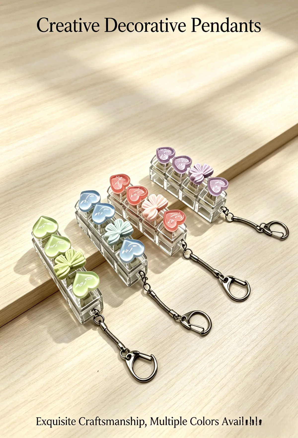 Stressabbau-Herz-Tastatur-Fidget-Schlüsselanhänger, transparenter Kristallharz-Druckknopf-Schlüsselring, Dekompressions-Anhänger, Taschenanhänger, Geschenk – Detail 3