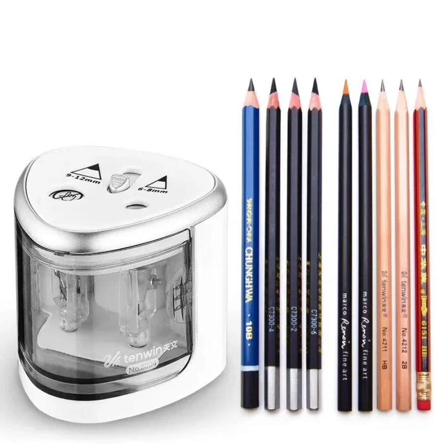 

New Automatic Pencil Sharpener Two-hole Electric Switch Pencil Sharpener Stationery Home Office School Supplies Stationery Items