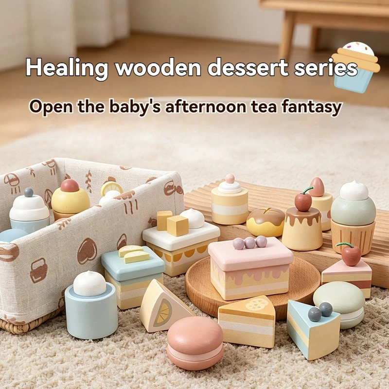 Kids Outdoor Kitchen Accessories - Houten speelset met desserts voor kinderen,