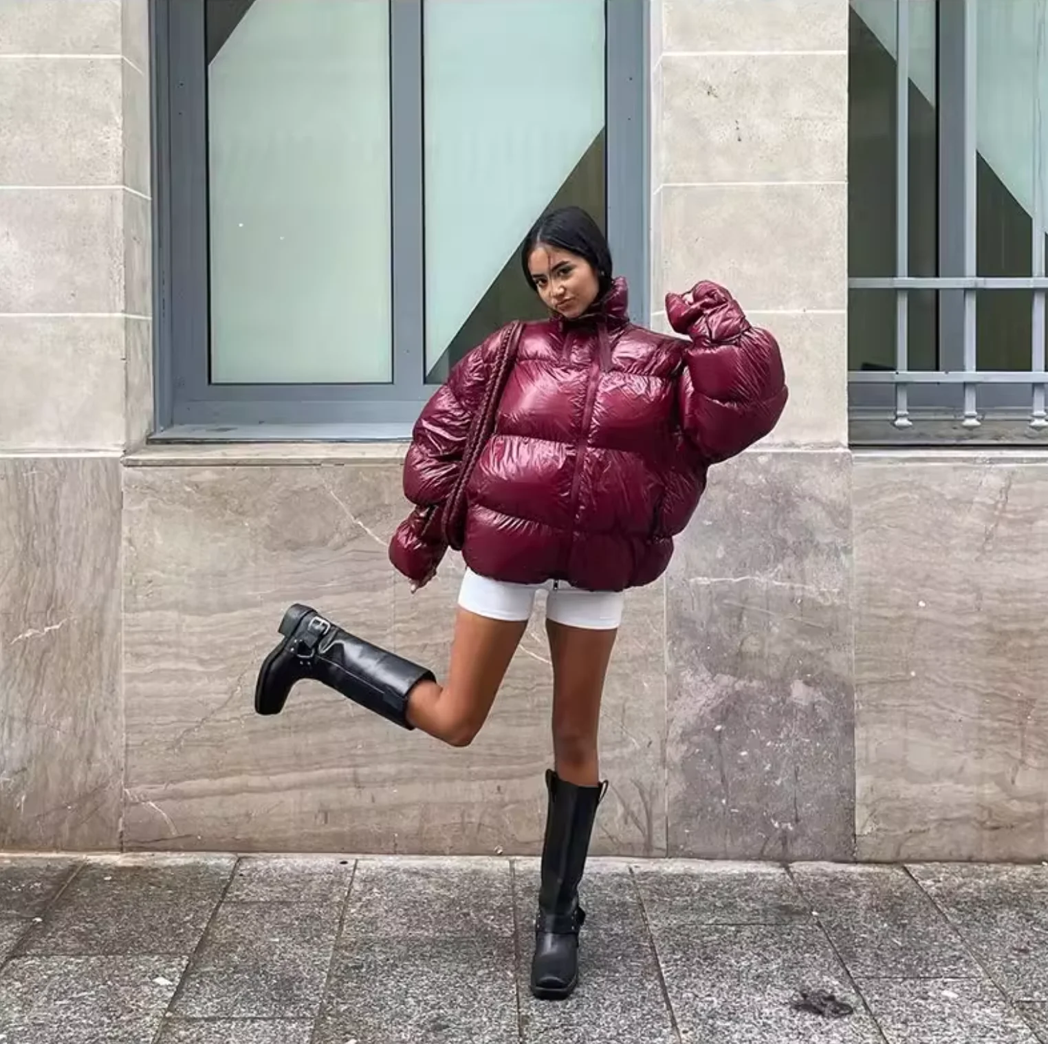 Faionable الخريف الشتاء جديد وصول المرأة مزدوجة سستة الخبز معطف القطن Jaet الوقوف طوق ZR Sle ألياف البوليستر