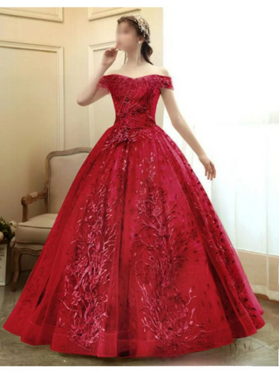 

Golden Evening Gown Women's New Sle Puffy Skirt Long Host Cany Year Meeting Stage Performance Ele Ball Dr