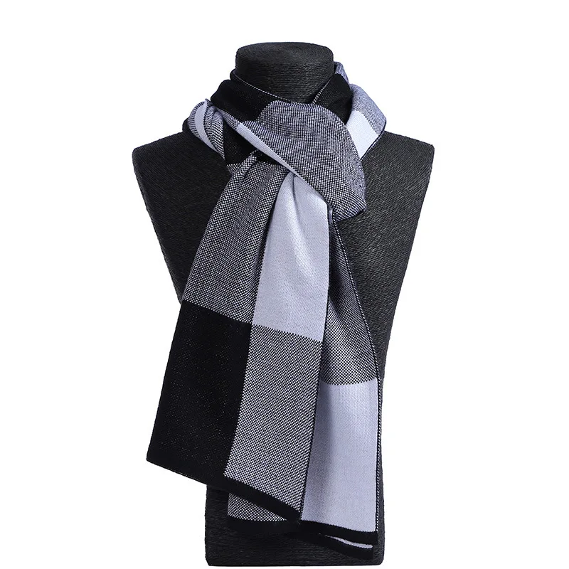 32 Colors Warm Winter Boyfriend Gift Muffler Fashion Scarves Men Faux Cashmere Thick Ring Male Long Plaid Business Scarf