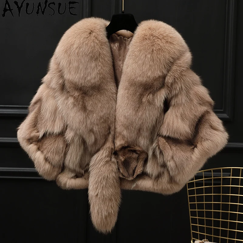 AYUNSUE Woman Fur Coat 2025 Ladies Winter Coats and Jackets High Street Style Fashion Short Clothing for Woman Pelzmantel Damen