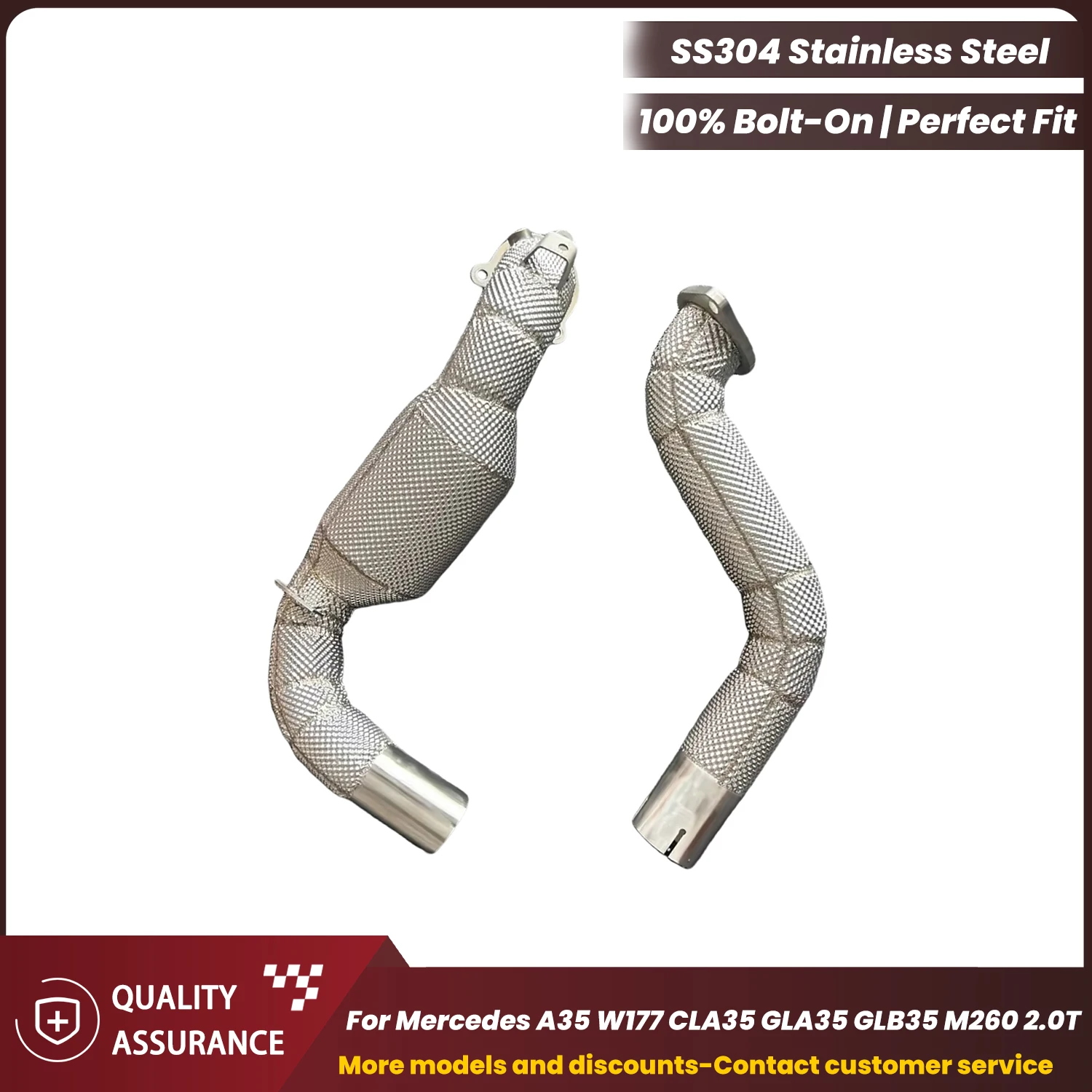 

ECCF Sports Downpipe With Heat Shield For Mercedes A35 W177 CLA35 GLA35 GLB35 M260 2.0T Performance Upgrade Easy Installation