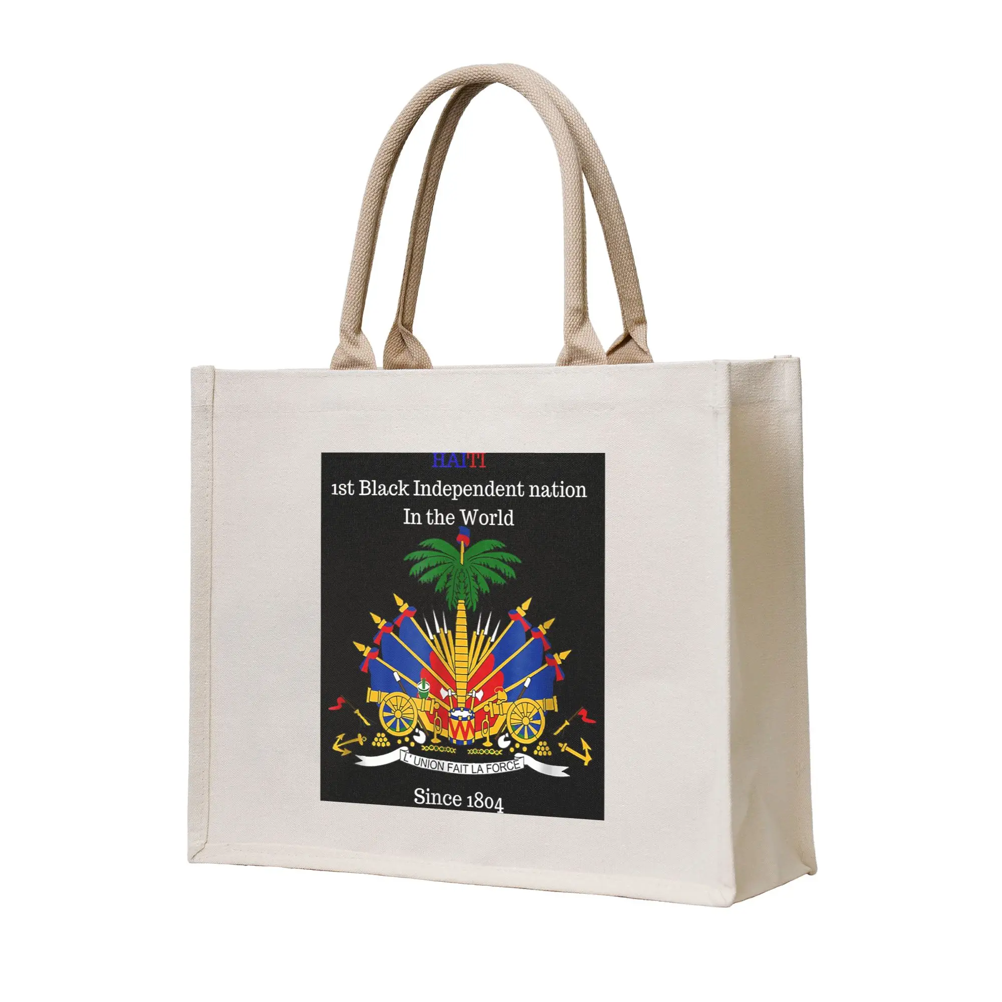 

Сумка-шоппер с изображением флага Гаити, идеально подходит для празднования Дня независимости, холщовая складная сумка-тоут для женщин, сумка через плечо.