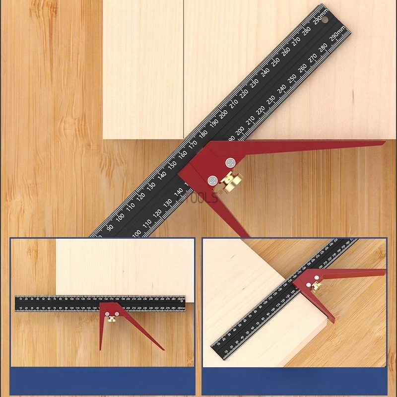 Woodworking Decoration Multifunctional Folding Ruler Metric and Imperial Scale Tool Set Multi Angle Hole Marking Measuring Ruler