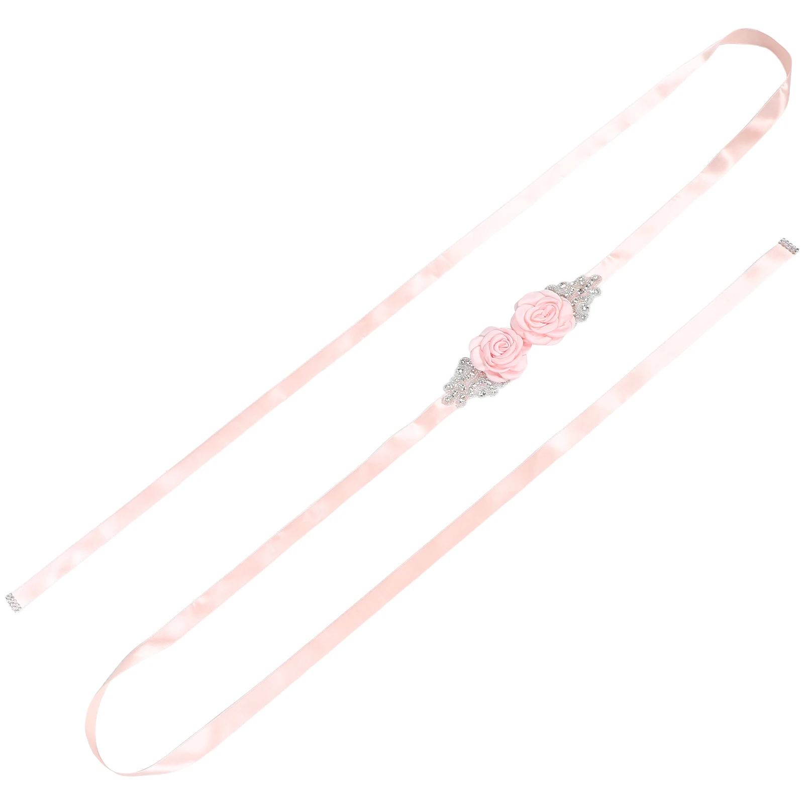 

Rhinestone Rose Waist Seal Crystal Belt Pink Glass Rhinestones Floral Belts Women Flower Wedding Dress Accessories