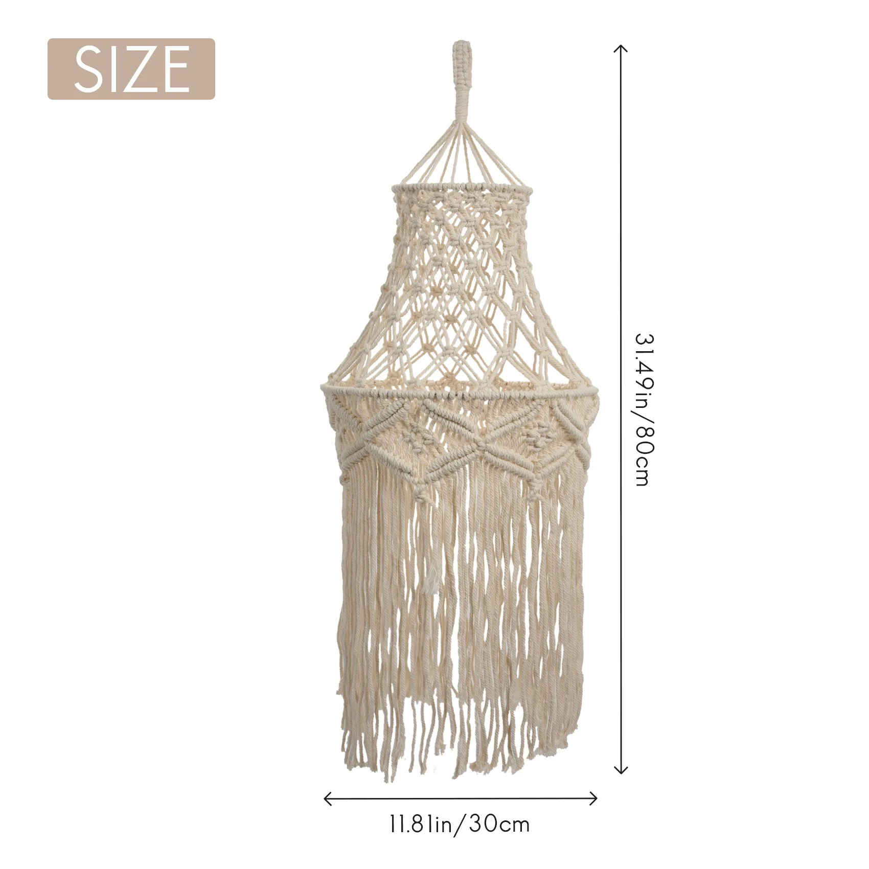 A04G-Macrame Lamp Shade Hanging Pendant Light Cover Modern Office Bedroom Living Room Nursery Dorm Room Bohemian Home Decor