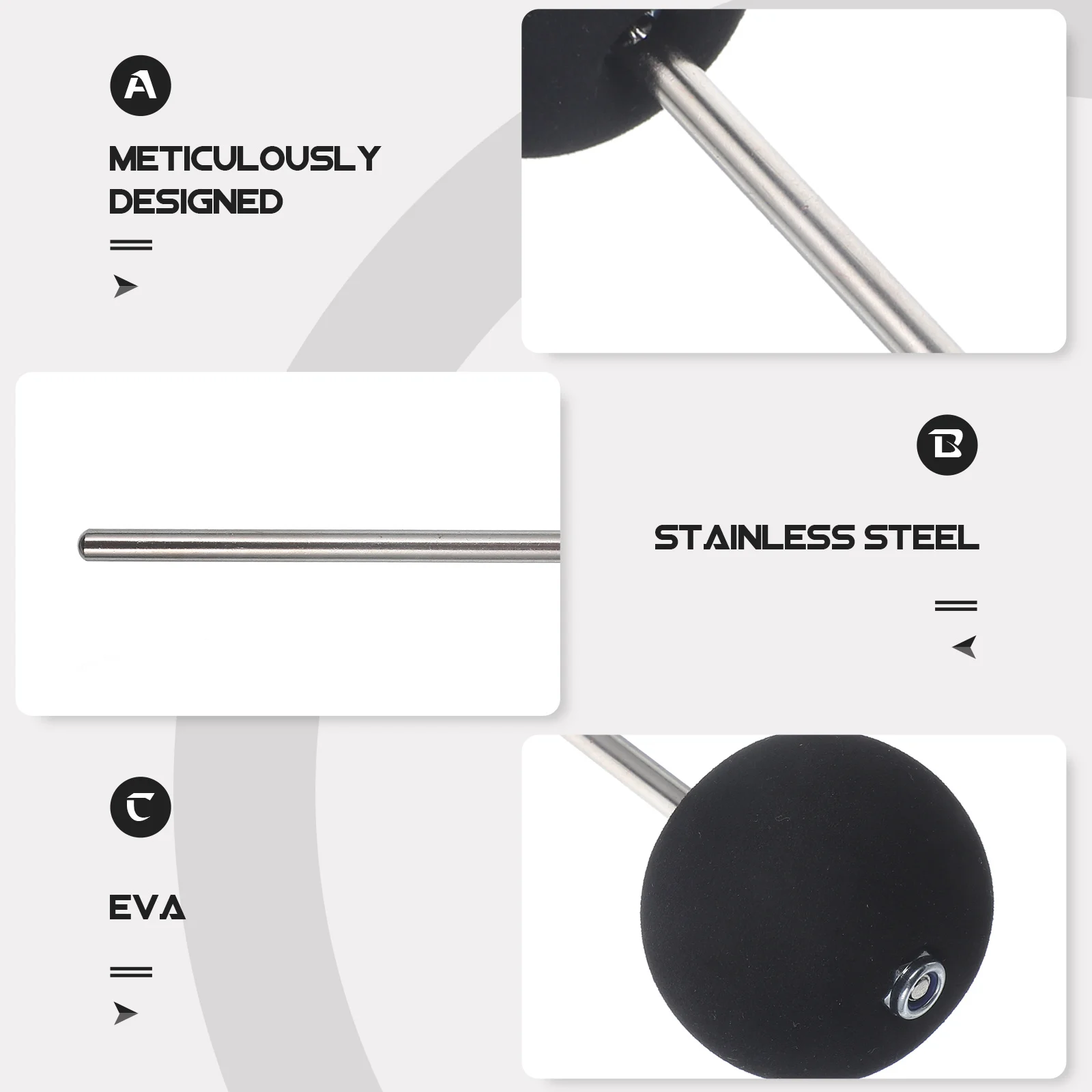 

Beater For Kick Bass Drum Stainless Steel Shaft Durable Replacement Hammer Tool Efficient Pedal Performance Drum