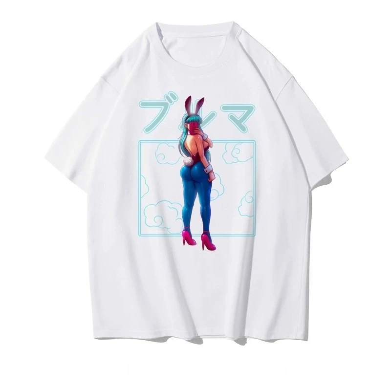 Bandai Dragon Ball Goku & Bulma Cartoon Anime T-shirt Men Women Summer New Loose Cotton Short Sleeve Tops