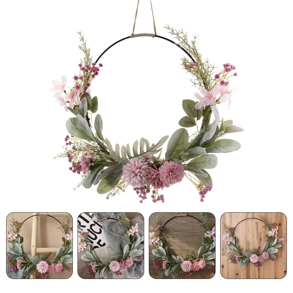 Artificial Garland Front Door Plants Indoor Wedding Hanging Decor Frame Rose Flower Wreath Iron Home Window Pendant