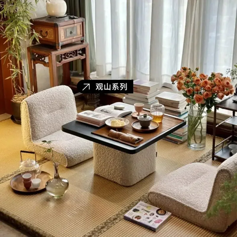 Bay window table and chair combination balcony tatami coffee table floor solid wood simple bay window small table square kang