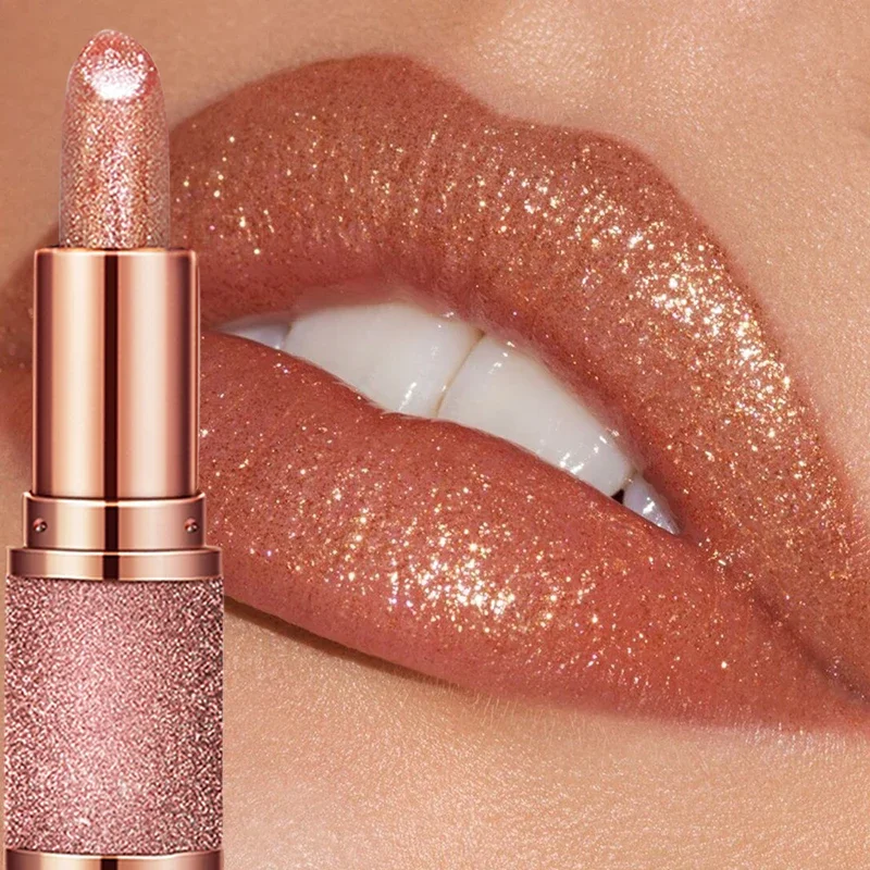 3colors Glitter Lipstick Temperature Changing Color Lip Gloss Waterproof Long Lasting Nude Pink Shimmer Lip Tint Makeup Cosmetic