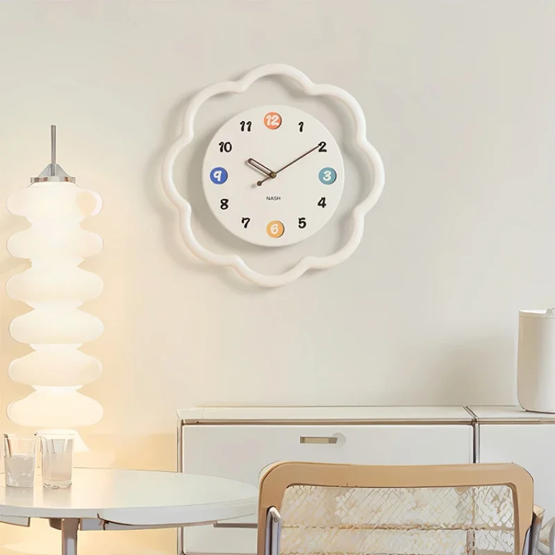 Cute Wall Clock Metal Frame Minimalist Design Silent Non Ticking Battery Operated for Bedroom Kids Room Living Room Decor