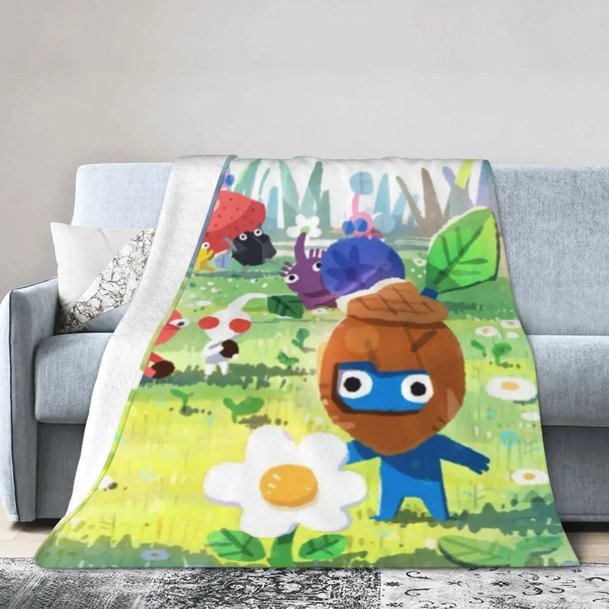 Like-P-Pikmin-Style Blanket Flange Textile Decor Portable Super Soft Throw Blankets for Home Office Plush Thin Quilt