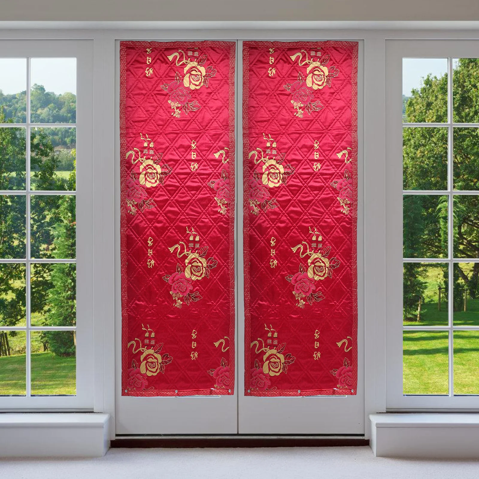 ستارة باب معزولة سميكة مقاومة للماء وعازلة للصوت للشتاء الحراري سهلة التركيب غطاء مدخل داخلي ستارة باب معزولة #4