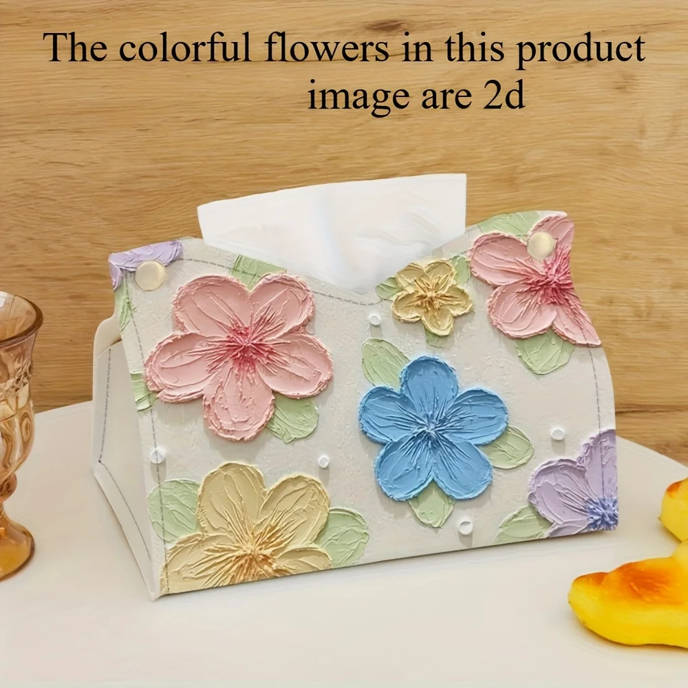 Elegante Taschentuchbox mit Blumenmuster – Ölgemälde-Stil, perfekt für die Aufbewahrung im Wohnzimmer, im Schreibtisch oder als Heim- und Esszimmerdekoration – Detail 6